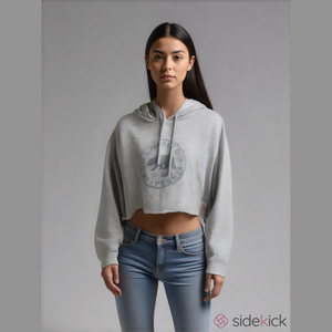 Beach Patrol Top Woman's Small‎ Cropped Gray California Embroidered Hooded